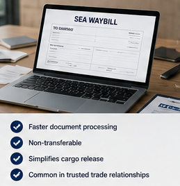 Sea Waybill digital shipping documentation for maritime transport